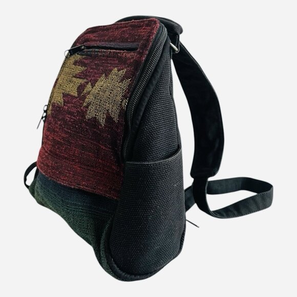 Art of Bags Southwestern Woven Mini Backpack Red Green Gold Pattern Boho VG - Picture 4 of 8